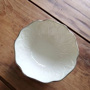 Vintage Lenox Small Cream Porcelain Leaf Trinket Bowl